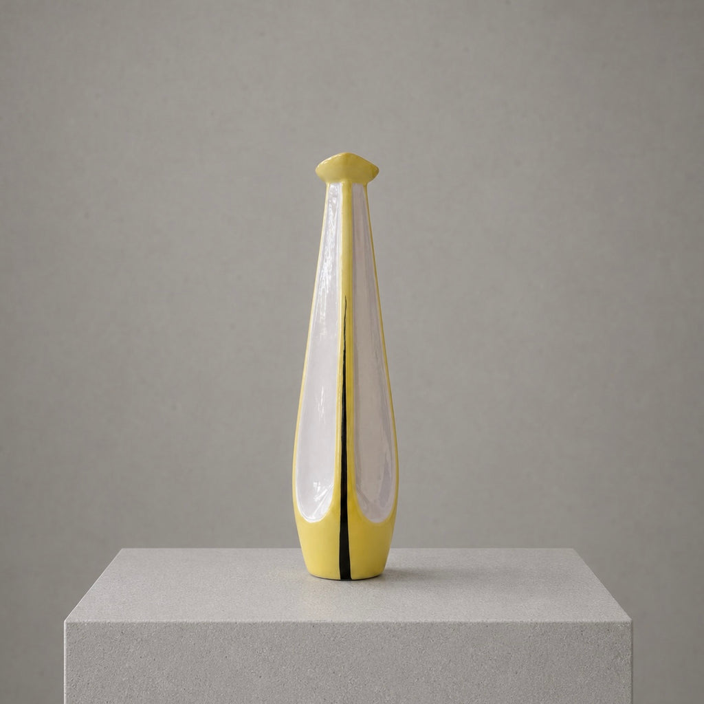 Iris Cluj Anthropomorphic Yellow Porcelain Vase – c. 1960s–1970s