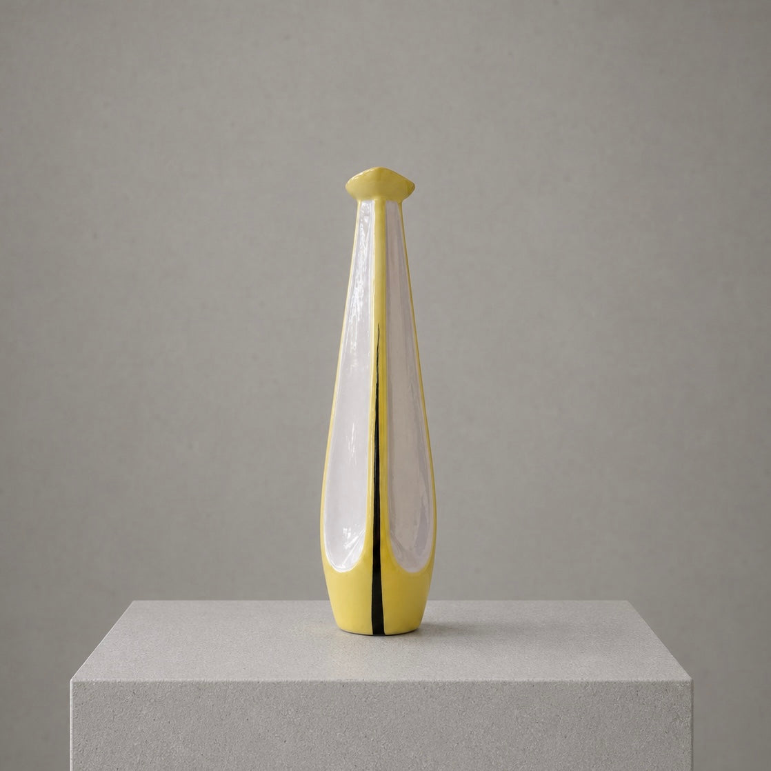 Iris Cluj Anthropomorphic Yellow Porcelain Vase – c. 1960s–1970s