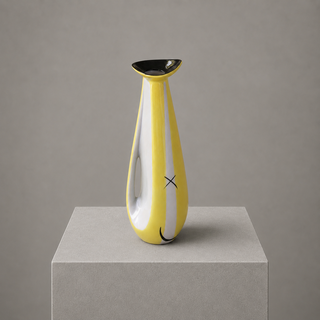 Iris Cluj Anthropomorphic Yellow Porcelain Vase – c. 1960s–1970s