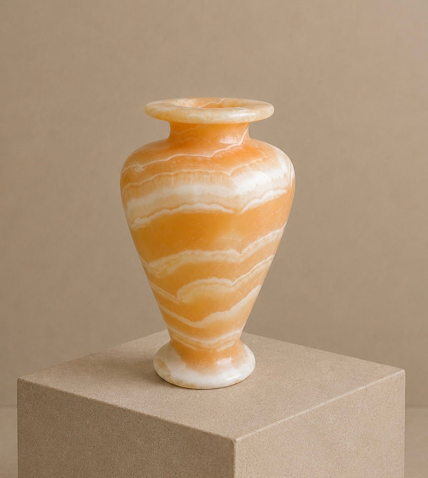 Vintage Neoclassical Solid Onyx Vase – c. 1970s–1980s