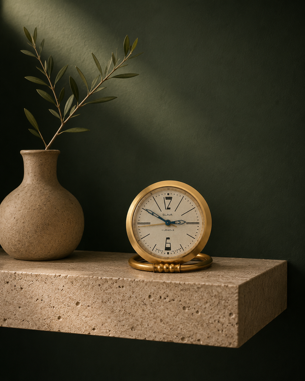Slava Mechanical Ring Stand Desk Clock – c. 1970–1979