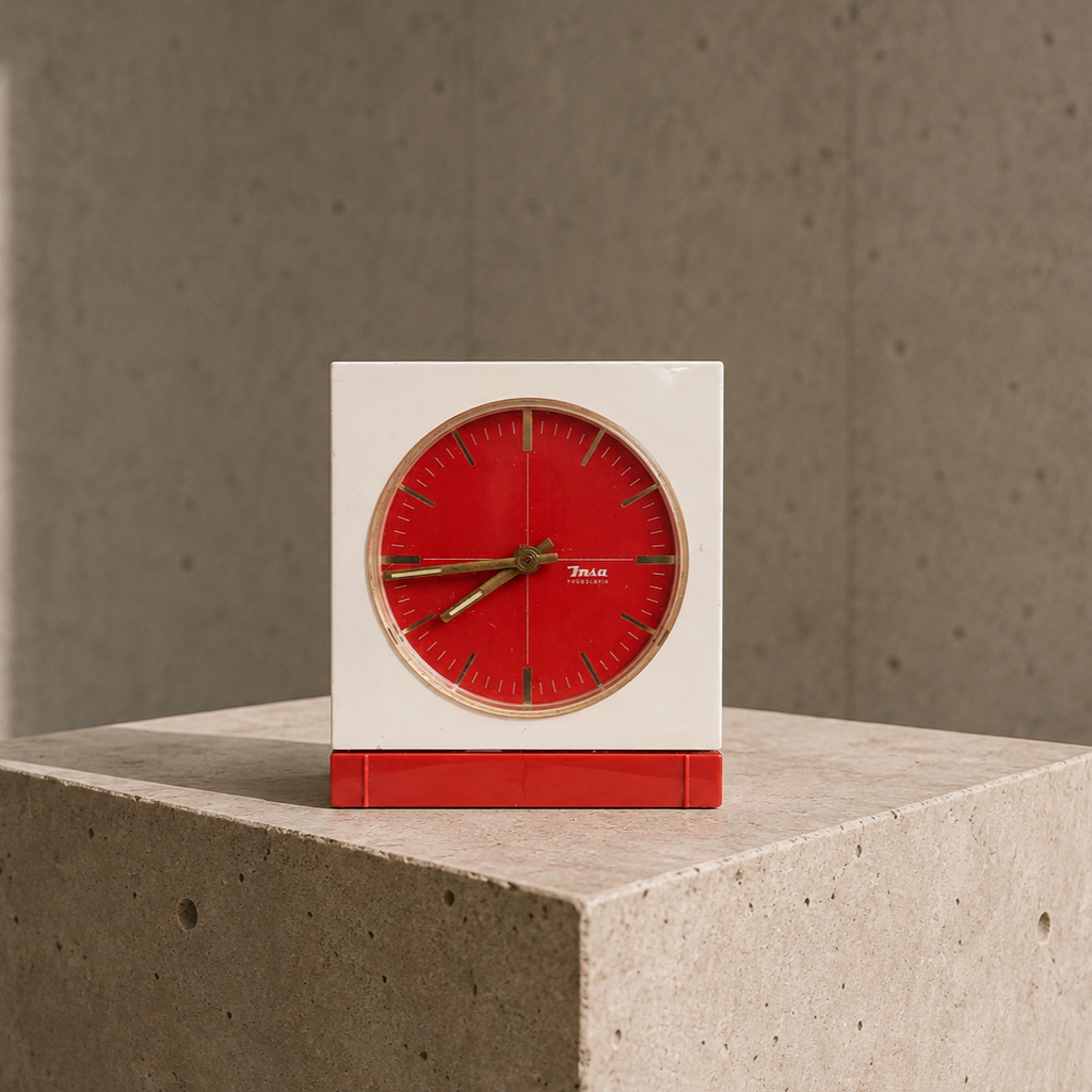 Insa Space-Age Mechanical Square Desk Clock – c. 1970–1979