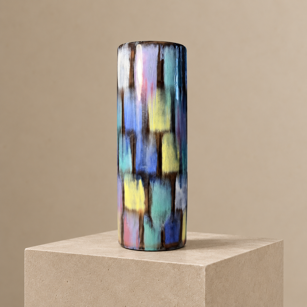 (Attributed) Jasba Keramik Cylindrical Ceramic Vase – West Germany, c. 1960s–1970s
