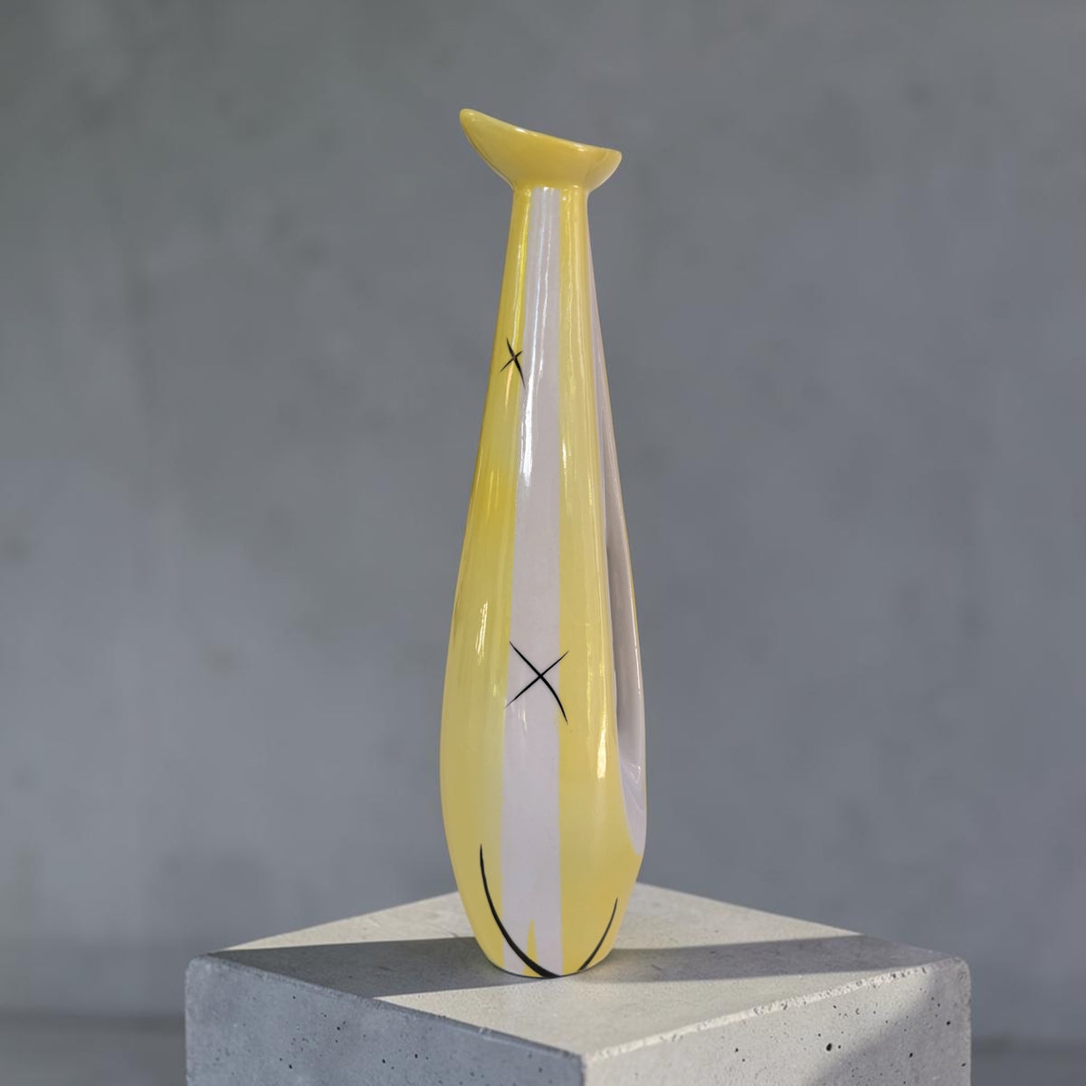 Iris Cluj Anthropomorphic Yellow Porcelain Vase – c. 1960s–1970s