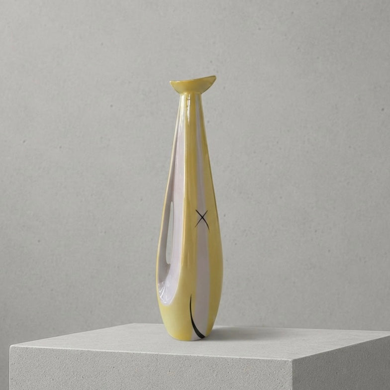 Iris Cluj Anthropomorphic Yellow Porcelain Vase – c. 1960s–1970s